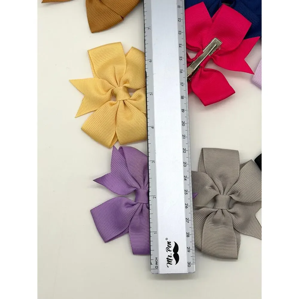 29 Pc Boutique Grosgrain Ribbon Hair Bow Barrette Clip Lot Girls Multicolor New